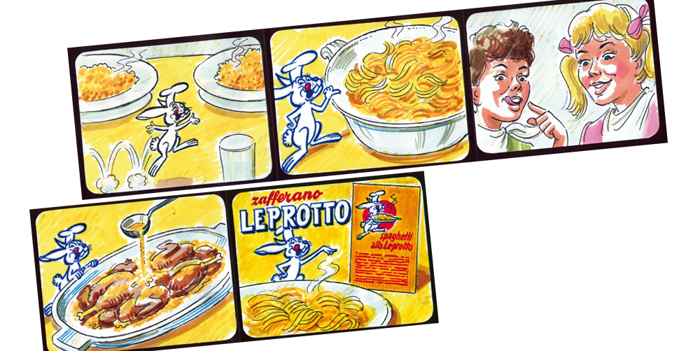1979 - Alcuni storyboard per lo spot televisivo dello zafferano Leprotto.