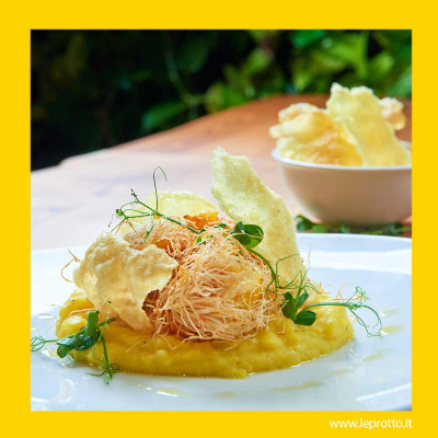 Gamberoni in pasta kataifi allo Zafferano Leprotto