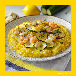 Risotto scamorza, zucchine scapece e Zafferano Leprotto