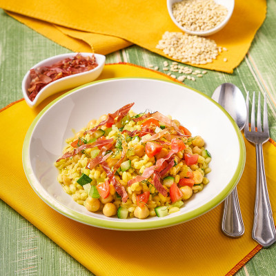 Insalata d'orzo e ceci allo Zafferano Leprotto