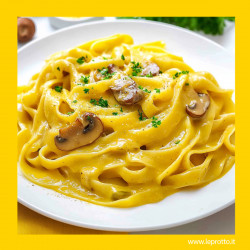 Mezze Maniche ai funghi Champignon e Zafferano