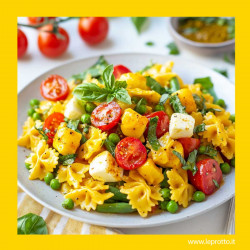 Pasta Fredda con verdure e Mozzarella allo Zafferano