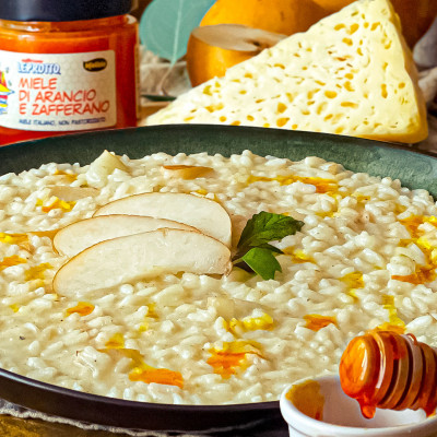 Risotto pere e Miele di Arancio e Zafferano Leprotto