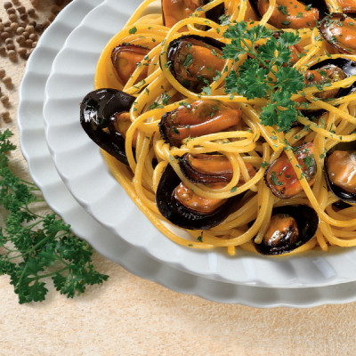 Spaghetti alle Cozze e Zafferano