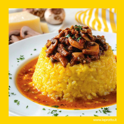 Tortini di riso funghi e salsiccia allo zafferano