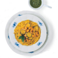 Spaghettini Zucchine, Gamberetti e Zafferano Spaghettini Zucchine, Gamberetti e Zafferano